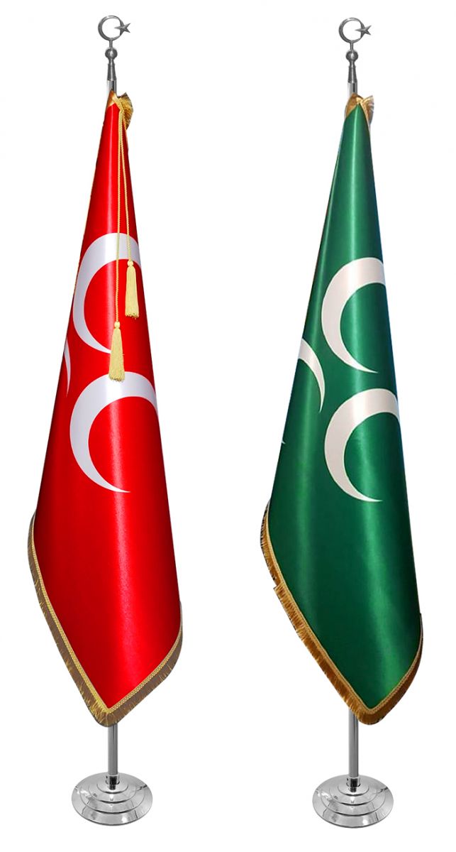 MHP 3 Hilal Makam Bayra�� Ye�il ve K�rm�z�